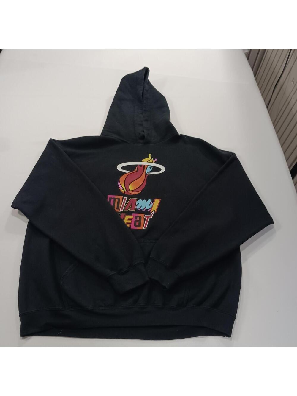 Item Game Miami Heat NBA Hoodie Black Graphic Sweatshirt Men's Size Large